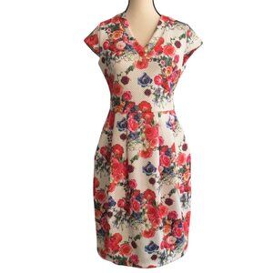 HAZEL MAE WHITE BACKGROUND AND BEAUTIFUL FLORAL PATTERN DRESS, SZ. M, NEW